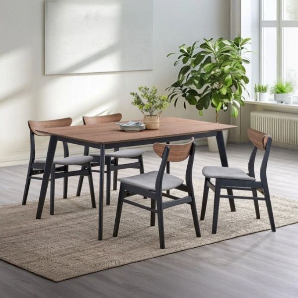 ACME Furniture Rebi 2-Piece Black/Gray Upholstered Dining Side Chair Set-1