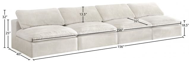 Meridian Furniture Cozy 4-Piece Cream 156" Armless Modular Sofa-1