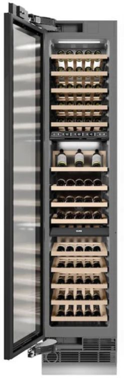 ZLINE Autograph Edition 18 in. 9 Cu. Ft. Panel Ready Left Hinge Triple Zone Column Wine Cooler with Matte Black Accents-3