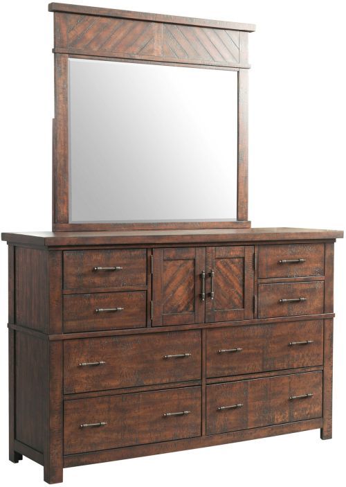 Elements International Jax 4-Piece Cherry Queen Panel Storage Bedroom Set-3