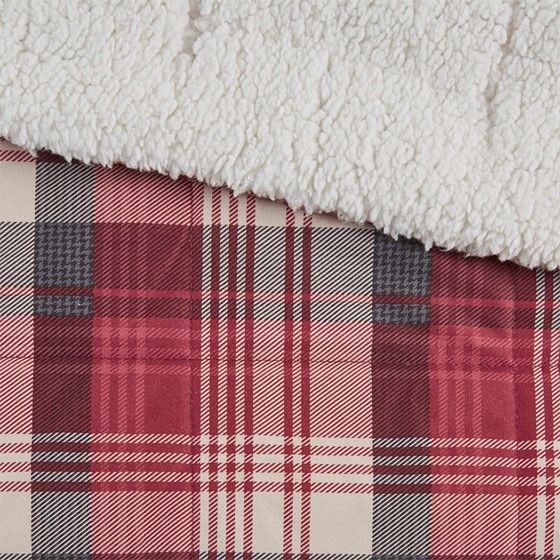 Olliix by Woolrich Tasha Red Oversized Softspun Down Alternative Throw-1