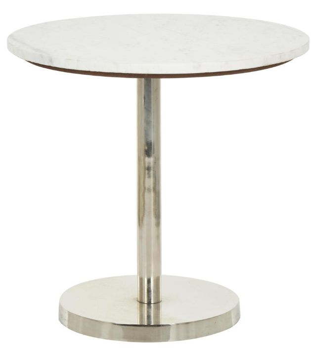 Deco Marche White Accent Table with Silver Base-1