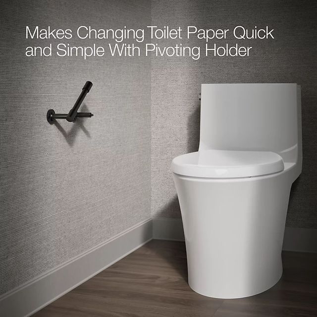 KOHLER® Purist® Matte Black Pivoting Toilet Paper Holder-3