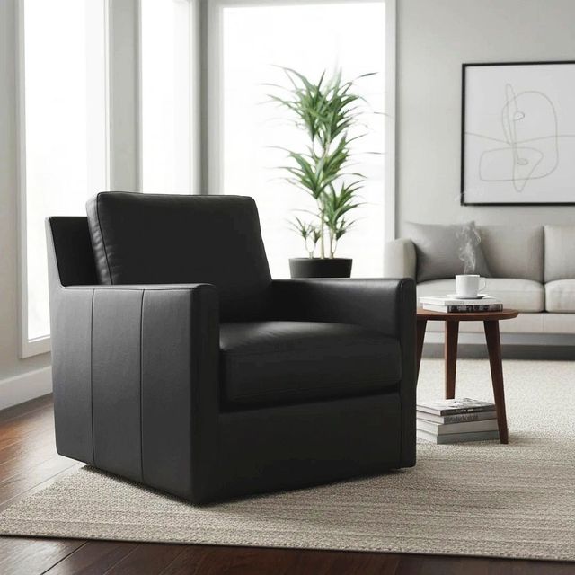 LH Home Seating Chateau Europa Black Swivel Glider Chair-1