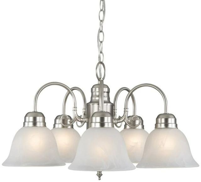 YHD Manzanita Satin Nickel/White 5-Light Chandelier-0