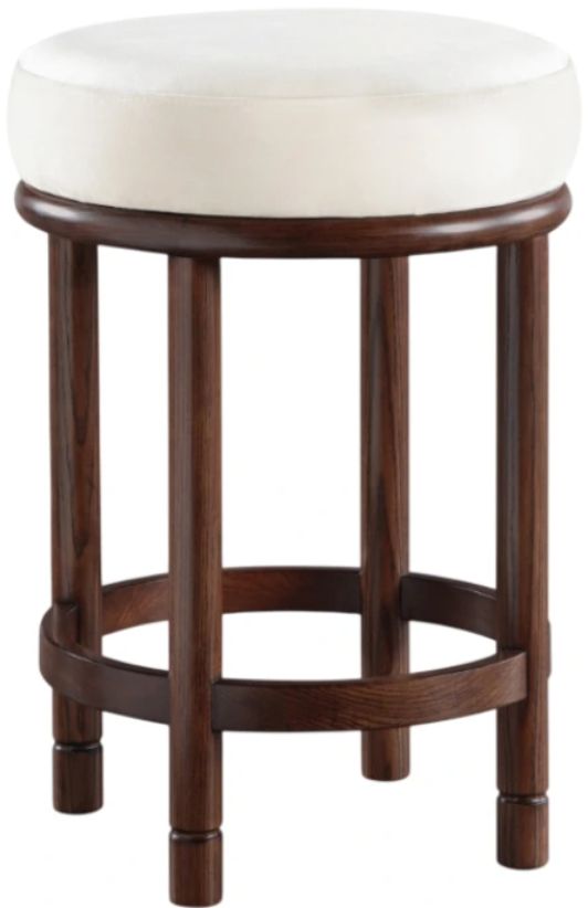 Meridian Furniture Monette Cream/Walnut Brown Upholstered Counter Stool-0