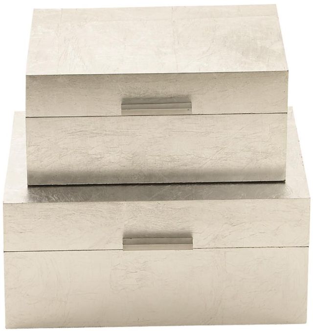 Deco Marche CosmoLiving by Cosmopolitan 2-Piece Silver Box with Textured Foiled Exterior-0