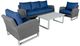 New Classic® Home Furnishings Fiji 4-Piece Blue Aluminum/Fabric/Wicker Outdoor Conversation Set-0