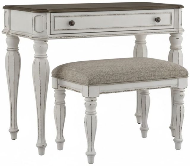 Liberty Furniture Magnolia Manor 2-Piece Antique White/Weathered Bark Vanity Set-0
