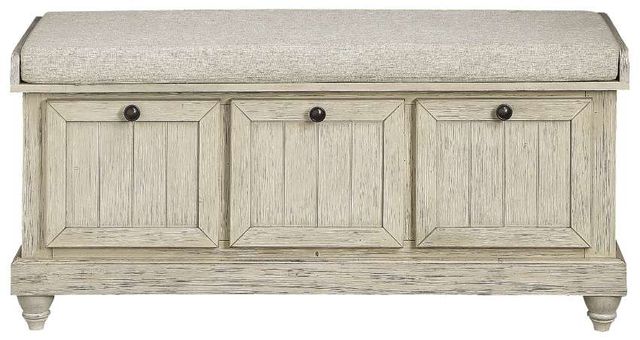 Homelegance® Woodwell Distressed White Lift Top Storage Bench-2