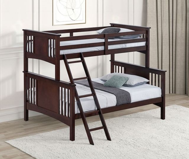 Furniture of America® Spring Creek Dark Walnut Twin/Full Bunk Bed-1