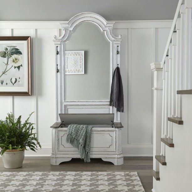 Liberty Furniture Magnolia Manor 2-Piece Antique White/Weathered Bark Hall Tree Set-1