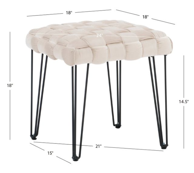 Powell® Neva Beige Square Ottoman Stool-2