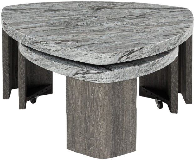 Signature Design by Ashley® Surmour 2-Piece Gray Stacked Cocktail Table Set with Brown Base-2