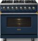 Viking® 5 Series 36" Slate Blue Pro Style Dual Fuel (LP) Range with Brushed Brass Trim-2