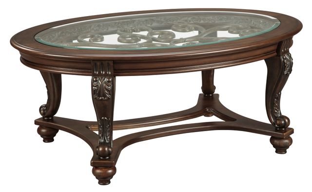 Signature Design by Ashley® Norcastle Dark Brown Oval Cocktail Table-0