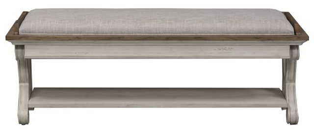 Liberty Furniture Farmhouse Reimagined Antique White/Chestnut Bed Bench-2