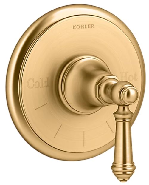 KOHLER® Artifacts® MasterShower® Vibrant Brushed Moderne Brass Temperature Control Valve Trim with Lever Handle-0
