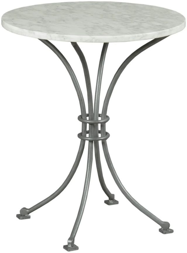 Hammary® Litchfield Dover White Stone Top Chairside Table with Silver Base-0