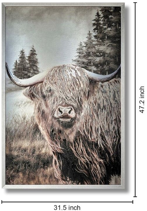 Classy Living Contemplative Highland Cow Wall Art-2