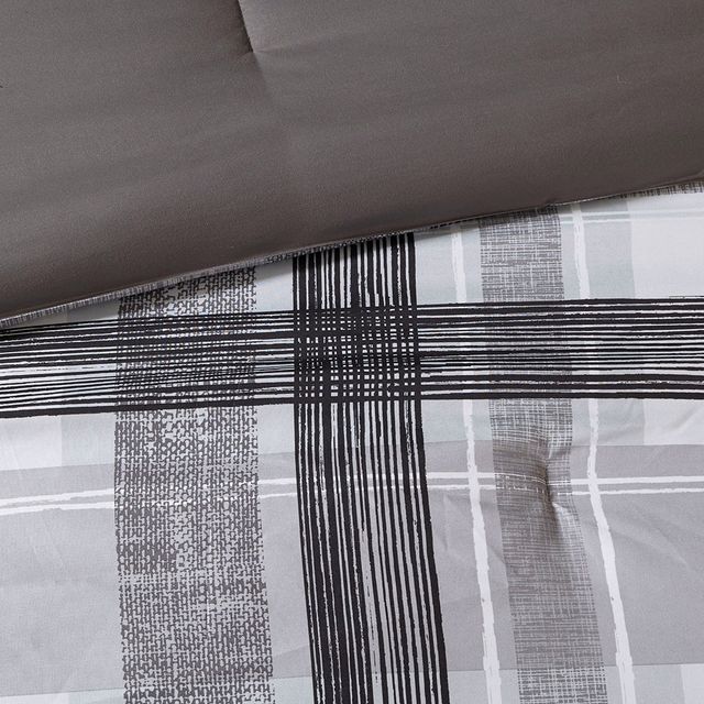 Olliix by Intelligent Design Rudy Black Full/Queen Plaid Comforter Set-3