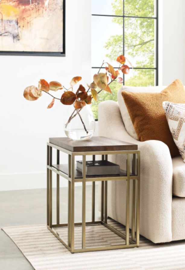 Kincaid® Brighton-Acquisitions Brown Chairside Table with Gold Base-1