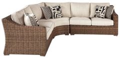 Signature Design by Ashley® Beachcroft 3-Piece Beige/Brown Fabric/Wicker Outdoor Seating Set