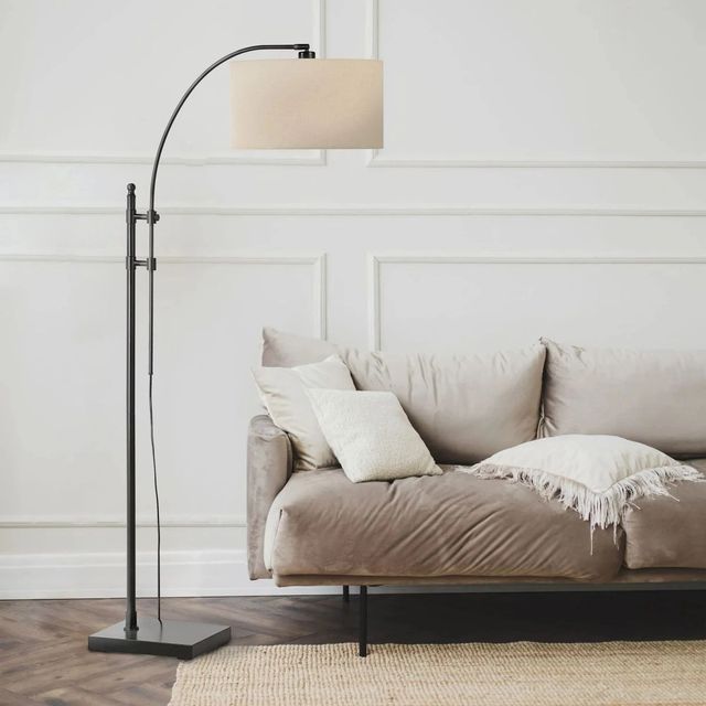 Renwil® Everren Crystal Matte Black/Oatmeal Floor Lamp-3