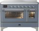 Ilve® Majestic III 48" Blue Gray Pro Style Induction Range with 6 Elements and Chrome Trim-0