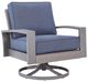Signature Design by Ashley® Half Moon Beach Blue/Gray Fabric/Wicker Outdoor Swivel Lounge-0