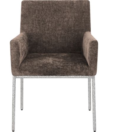 Meridian Furniture Reeves Gray/Brushed Silver Chenille Upholstered Dining Chair-1