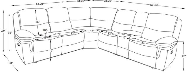 Powell® Withers 3-Piece Tan Manual Reclining Curved Sectional-3