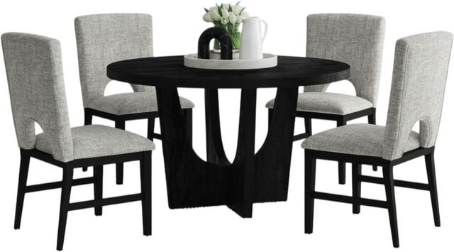 Elements International Oregon 5-Piece Gray Dining Set with Black Base-0