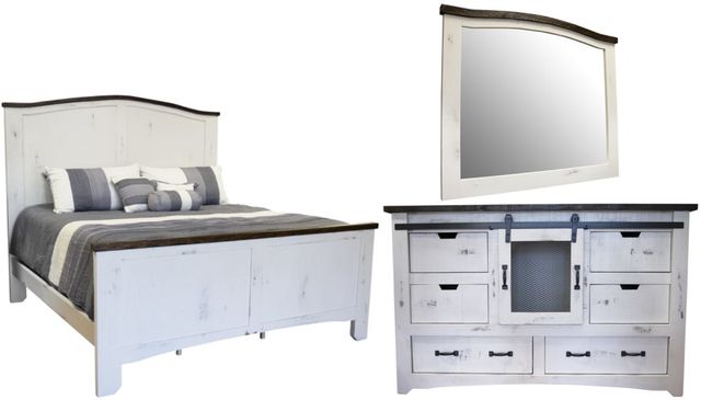 American Wholesale Furniture Mesh 3-Piece Nero White/Rodeo Queen Panel Bedroom Set-0