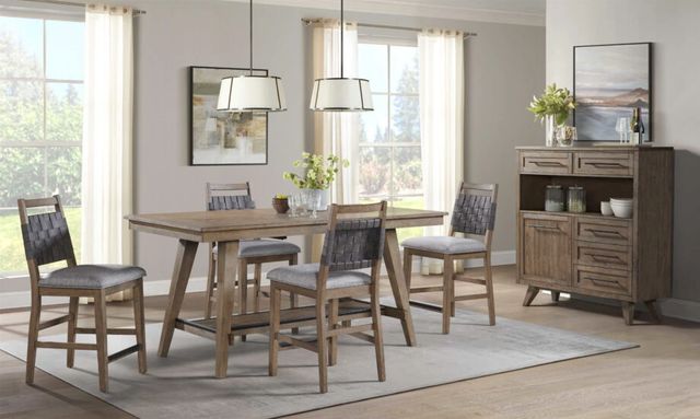 Intercon Oslo Gray/Weathered Chestnut Woven Back Stool-1