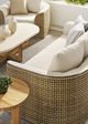 Vanguard® Furniture Bliss Honey Weave/Jet Ski Vanilla Outdoor Bench Seat Mid Sofa with Blanket-5