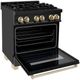 ZLINE Autograph Edition Legacy 30'' Black Stainless Steel Pro-Style Dual Fuel Range with Electric Convection Oven and Polished Gold Accents-1