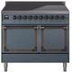Ilve® Nostalgie II Noblesse 40'' Blue Gray Pro Style Induction Range with Burnished Trim-0