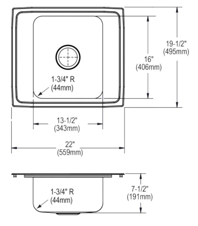 Elkay Lustertone® Classic Lustrous Satin Stainless Steel Single Bowl Drop-In Classroom Sink-1