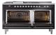 Ilve® Nostalgie II Noblesse 60'' Glossy Black Pro Style Dual Fuel Range with Chrome Trim-1