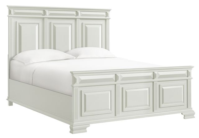 Elements International Bridgestone Antique White King Panel Bed-0