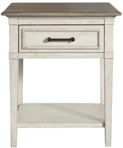Bassett® Furniture Bella Brown Bedside Table with Aged Whitestone Base-0