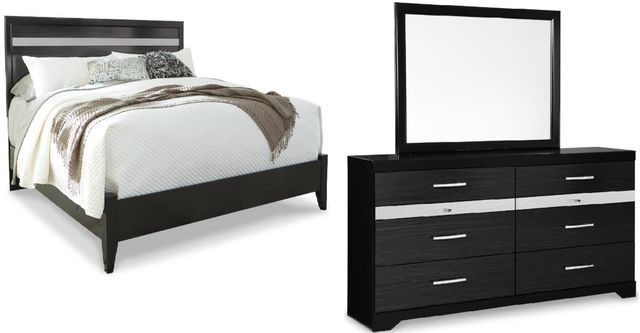 Signature Design by Ashley® Starberry 3-Piece Black King Panel Bed Set-0