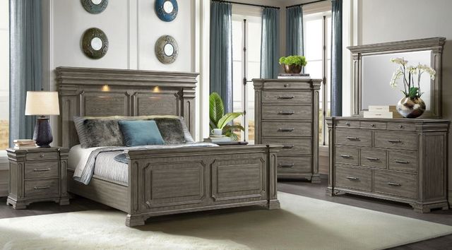 Elements International Kings Court Gray King Panel Bed-3
