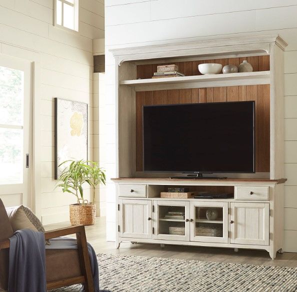 Liberty Furniture Reimagined Antique White/Chestnut Entertainment Center-1