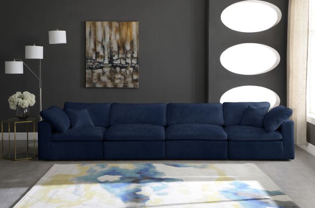 Meridian Furniture Cozy Navy Velvet 158" Cloud Modular Sofa-3
