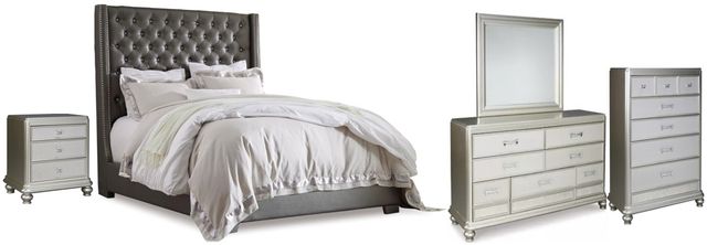 Signature Design by Ashley® Coralayne 5-Piece Gray California King Upholstered Bed Set-0
