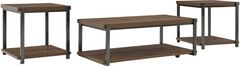 Signature Design by Ashley® Trindwick 3-Piece Brown Occasional Table Set with Gunmetal Base