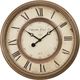 Monarch Specialties Inc. Antique Brown 20" Round Wall Clock with Roman Numerals on Beige Background-0