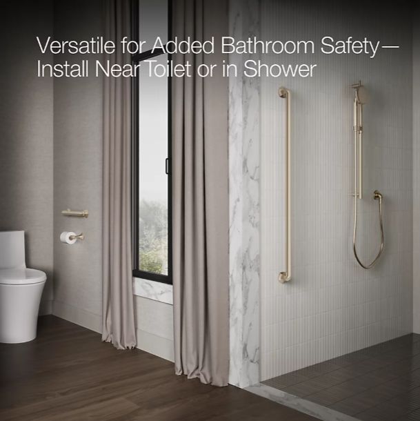KOHLER® Occasion® Vibrant Brushed Moderne Brass 12" Grab Bar-3